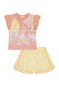 Conjunto de pijama de blusa em flamê e shorts em meia malha 88747 Kukiê Infantil Menina Conjunto de pijama de blusa em flamê e shorts em meia malha 88747 Kukiê Infantil Menina