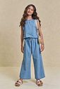 Conjunto de blusa e calça midi em jeans teca 96287 Lilimoon Teen Menina Conjunto de blusa e calça midi em jeans teca 96287 Lilimoon Teen Menina