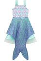 Fantasia de Sereia (Vestido em malha UV, tule e paetê cristal, acompanha cauda removível) 97607 Kukiê Infantil Menina