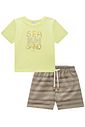 Conjunto de camiseta em meia malha e bermuda em linho santorine com elastano 92888 LucBoo Bebê Menino