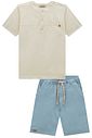 Conjunto de bata em linho deluxe e sarja ônix com elastano 99309 LucBoo Infantil Menino