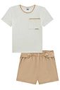 Conjunto de blusa em cotton e shorts em sarja com elastano 94962 Vic Teen Menina Conjunto de blusa em cotton e shorts em sarja com elastano 94962 Vic Teen Menina