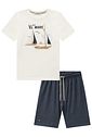 Conjunto camiseta em meia malha e bermuda em cotton jeans com elastano 95436 LucBoo Infantil Menino Conjunto camiseta em meia malha e bermuda em cotton jeans com elastano 95436 LucBoo Infantil Menino