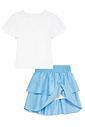 Conjunto de blusa em cotton e saia em viscose (com shorts embutido) 96682 Kukiê Infantil Menina Conjunto de blusa em cotton e saia em viscose (com shorts embutido) 96682 Kukiê Infantil Menina