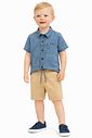 Conjunto de camisa em jeans teka com elastano e bermuda em sarja girassol com elastano 96229 LucBoo Infantil Menino Conjunto de camisa em jeans teka com elastano e bermuda em sarja girassol com elastano 96229 LucBoo Infantil Menino