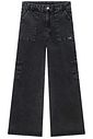 Calça wide leg cargo em jeans black com elastano 97945 Vic Teen Menina Calça wide leg cargo em jeans black com elastano 97945 Vic Teen Menina