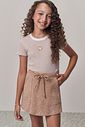 Conjunto de blusa em canelado listrado e short saia em malha mesclada 98671 Lilimoon Teen Menina Conjunto de blusa em canelado listrado e short saia em malha mesclada 98671 Lilimoon Teen Menina