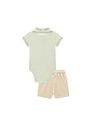 Conjunto de body polo em piquet com elastano e bermuda em cotton jeans com elastano 94884 Johnny Fox Bebê Menino