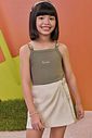 Conjunto de regata em cotton e short saia em linho santorini com elastano 98397 Kukiê Infantil Menina