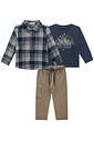 Trio camisa em flanela xadrez, camiseta em meia malha e calça comfy malha denim com elast. 90982 Johnny Fox Bebê Menino Trio camisa em flanela xadrez, camiseta em meia malha e calça comfy malha denim com elast. 90982 Johnny Fox Bebê Menino