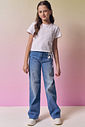 Calça wide leg em jeans com elastano 95001 Vic Teen Menina Calça wide leg em jeans com elastano 95001 Vic Teen Menina