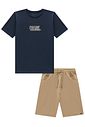 Conjunto de camiseta em meia malha e bermuda em sarja girassol com elastano 96857 Johnny Fox Teen Menino Conjunto de camiseta em meia malha e bermuda em sarja girassol com elastano 96857 Johnny Fox Teen Menino