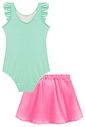 Conjunto de maiô em malha UV dry com proteção UV 50+ com saia em malha textura 98475 Infanti Infantil Menina