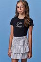 Conjunto de blusa em cotton e saia em tricoline listrado com shorts embutido 98512 Vic Teen Menina Conjunto de blusa em cotton e saia em tricoline listrado com shorts embutido 98512 Vic Teen Menina