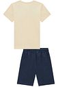 Conjunto de camiseta em meia malha e bermuda em sarja girassol com elastano 96574 LucBoo Infantil Menino Conjunto de camiseta em meia malha e bermuda em sarja girassol com elastano 96574 LucBoo Infantil Menino