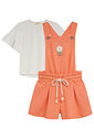 Conjunto de blusa em meia malha e jardineira em malha big waffle 95010 Kukiê Infantil Menina Conjunto de blusa em meia malha e jardineira em malha big waffle 95010 Kukiê Infantil Menina
