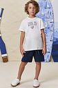 Conjunto de camiseta em meia malha e bermuda em moletom sem pelúcia 99365 LucBoo Infantil Menino Conjunto de camiseta em meia malha e bermuda em moletom sem pelúcia 99365 LucBoo Infantil Menino