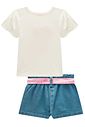 Conjunto de blusa em cotton e shorts em jeans com elastano 98302 Kukiê Infantil Menina Conjunto de blusa em cotton e shorts em jeans com elastano 98302 Kukiê Infantil Menina