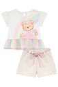 Conjunto de bata em cotton e tule com elastano e shorts em moletom linho sem pelúcia 95350 Kukiê Infantil Menina Conjunto de bata em cotton e tule com elastano e shorts em moletom linho sem pelúcia 95350 Kukiê Infantil Menina