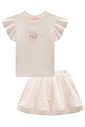 Conjunto de blusa em canelado e saia em tule laços (com shorts embutido) 98703 Kukiê Infantil Menina Conjunto de blusa em canelado e saia em tule laços (com shorts embutido) 98703 Kukiê Infantil Menina