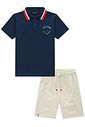 Conjunto de camisa polo em meia malha e bermuda em linho santorine com elastano 95477 LucBoo Infantil Menino Conjunto de camisa polo em meia malha e bermuda em linho santorine com elastano 95477 LucBoo Infantil Menino
