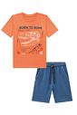 Conjunto de camiseta em meia malha e bermuda em malha denim com elastano 94857 LucBoo Infantil Menino Conjunto de camiseta em meia malha e bermuda em malha denim com elastano 94857 LucBoo Infantil Menino