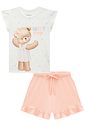 Conjunto de pijama de blusa em malha comfy com shorts em meia malha 96028 Infanti Infantil Menina