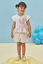 Conjunto de bata em cotton e tule com elastano e shorts em moletom linho sem pelúcia 95350 Kukiê Infantil Menina Conjunto de bata em cotton e tule com elastano e shorts em moletom linho sem pelúcia 95350 Kukiê Infantil Menina