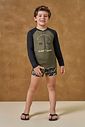 Conjunto de camiseta e sunga em malha UV dry com proteção UV50+ 96117 LucBoo Infantil Menino Conjunto de camiseta e sunga em malha UV dry com proteção UV50+ 96117 LucBoo Infantil Menino