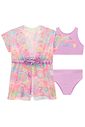 Trio de biquíni em malha UV dry com proteção UV 50+ com saída de praia em tule 99182 Infanti Infantil Menina