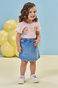 Conjunto de blusa em cotton e short saia em jeans com elastano 95252 Kukiê Infantil Menina Conjunto de blusa em cotton e short saia em jeans com elastano 95252 Kukiê Infantil Menina