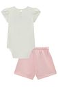 Conjunto de body em cotton com shorts em moletom sem pelúcia 94194 Infanti Bebê Menina Conjunto de body em cotton com shorts em moletom sem pelúcia 94194 Infanti Bebê Menina