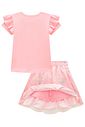 Conjunto de blusa em canelado liz e saia em tule bordado borboletas. Com short embutido 98897 Infanti Infantil Menina