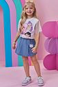 Conjunto de blusa em meia malha e short saia em jeans 98758 Kukiê Infantil Menina