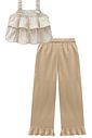 Conjunto de bata em tricoline bordado e calça mariner em sarja com elastano 97090 Infanti Infantil Menina Conjunto de bata em tricoline bordado e calça mariner em sarja com elastano 97090 Infanti Infantil Menina