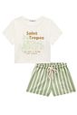 Conjunto de blusa em meia malha e shorts em moletom sem pelúcia 95322 Lilimoon Teen Menina