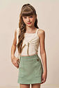 Conjunto de blusa em linho deluxe e short saia em sarja com elastano 94959 Vic Teen Menina Conjunto de blusa em linho deluxe e short saia em sarja com elastano 94959 Vic Teen Menina