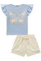 Conjunto de blusa em cotton e shorts em linho santorine com elastano 96279 Infanti Infantil Menina Conjunto de blusa em cotton e shorts em linho santorine com elastano 96279 Infanti Infantil Menina