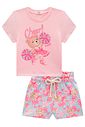 Conjunto de blusa em meia malha e shorts em molecotton 98354 Kukiê Infantil Menina Conjunto de blusa em meia malha e shorts em molecotton 98354 Kukiê Infantil Menina