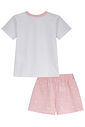 Conjunto de pijama de blusa e shorts em meia malha 94277 Kukiê Infantil Menina