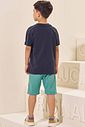 Conjunto de camiseta em meia malha e bermuda em cotton jeans com elastano 96994 LucBoo Infantil Menino