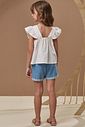 Conjunto de bata em tricoline maquinetado e shorts em jeans 96893 Infanti Infantil Menina
