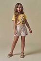 Conjunto de blusa em meia malha e shorts em moletom sem pelúcia 94932 Infanti Infantil Menina
