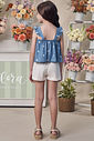 Conjunto de bata em denim bordado e shorts em sarja com elastano 98120 Infanti Infantil Menina
