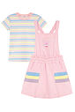 Conjunto de blusa em canelado e salopete em moletom sem pelúcia 97145 Kukiê Infantil Menina