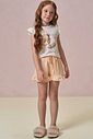 Conjunto de pijama de blusa em malha comfy com shorts em meia malha 96028 Infanti Infantil Menina