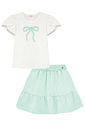 Conjunto de blusa em cotton e saia em tricoline listrado 96431 Kukiê Infantil Menina Conjunto de blusa em cotton e saia em tricoline listrado 96431 Kukiê Infantil Menina