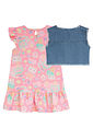 Vestido em molecotton e colete em jeans 94952 Kukiê Infantil Menina