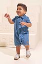 Macacão em jeans teca com elastano 95297 LucBoo Bebê Menino