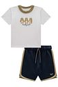 Conjunto de camiseta em meia malha e bermuda em moletom sem pelúcia 97911 LucBoo Infantil Menino